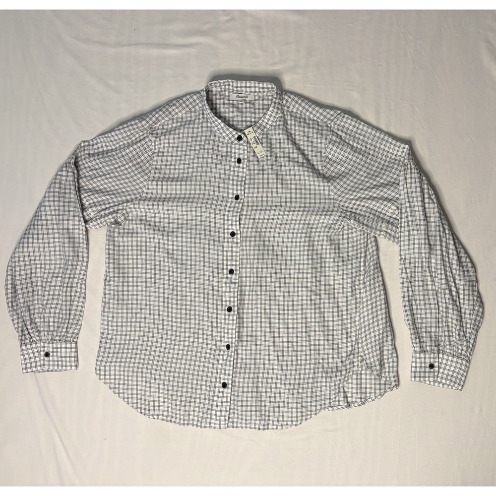 NWT Madewell Stand Color Flannel Shirt Women's XL Checks Button Up Long Sleeve
